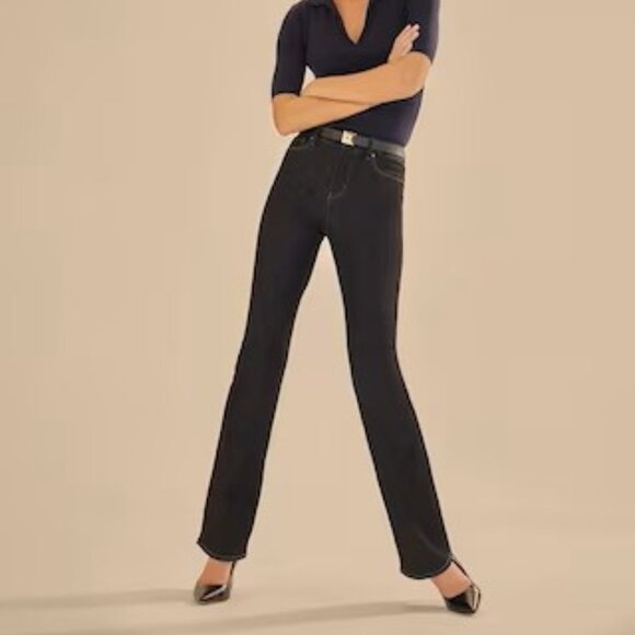 LAST CHANCE!  WHBM HIGH RISE SKINNY FLARE SCULPT DARK WASH DENIM JEANS 0 S - Picture 3 of 12